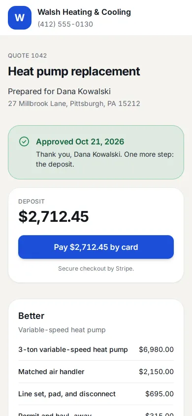 The deposit, right after signing
