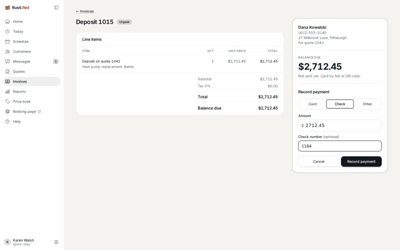 Dana drops off a check