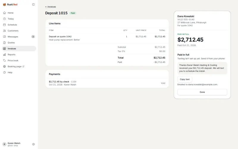 Deposit paid