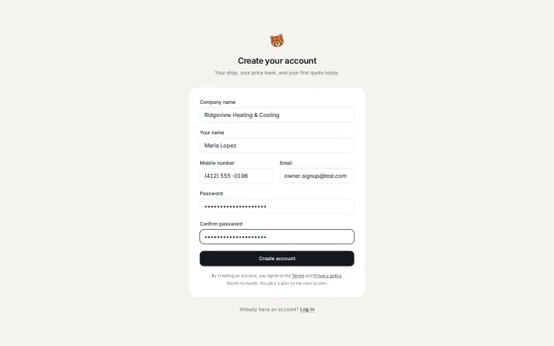 Signing up